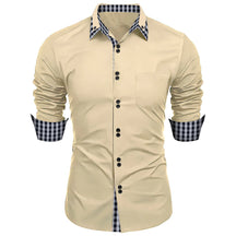 Camisa Masculina Formal Com Estampa Em Xadrez Manga  Comprida