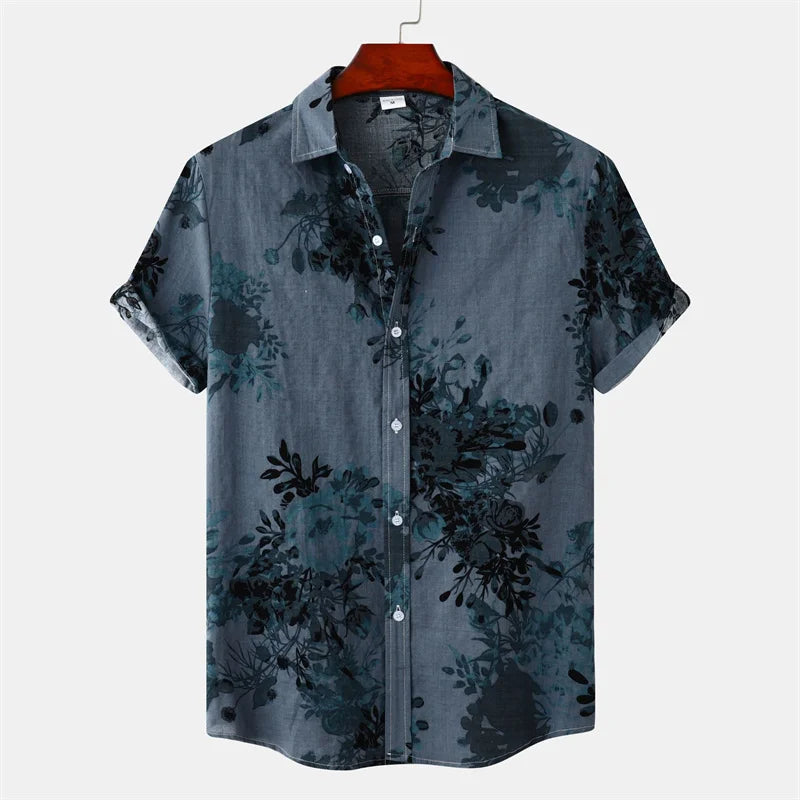 Camisa Masculina Casual Estampada  Estilo Havaiana