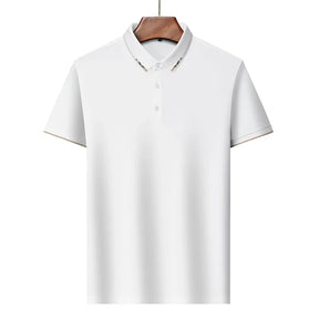 Camisa Masculina Casual Polo  Simples Tecido Confortável Detalhe Estampado Na Gola