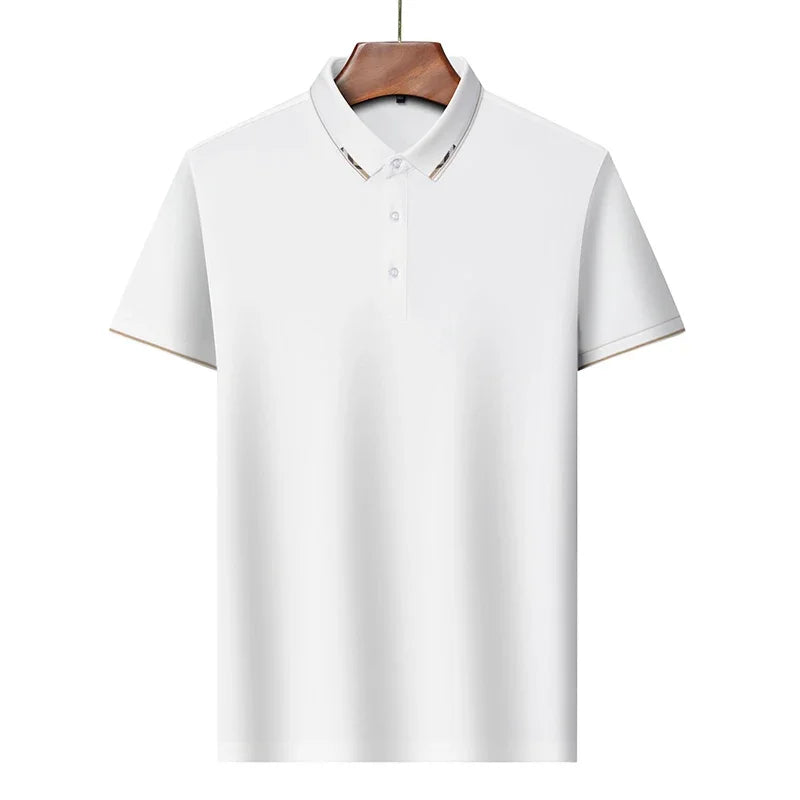 Camisa Masculina Casual Polo  Simples Tecido Confortável Detalhe Estampado Na Gola