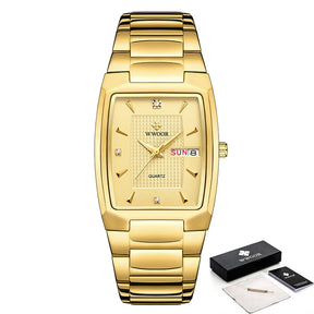 Relógio Dourado Masculino Quadrado Quartzo Luxuoso - Terrazo Cube