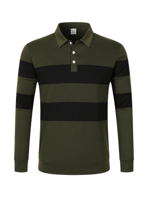 Camisa Masculina Casual Polo Listrada Manga Comprida Ideal Para Inverno