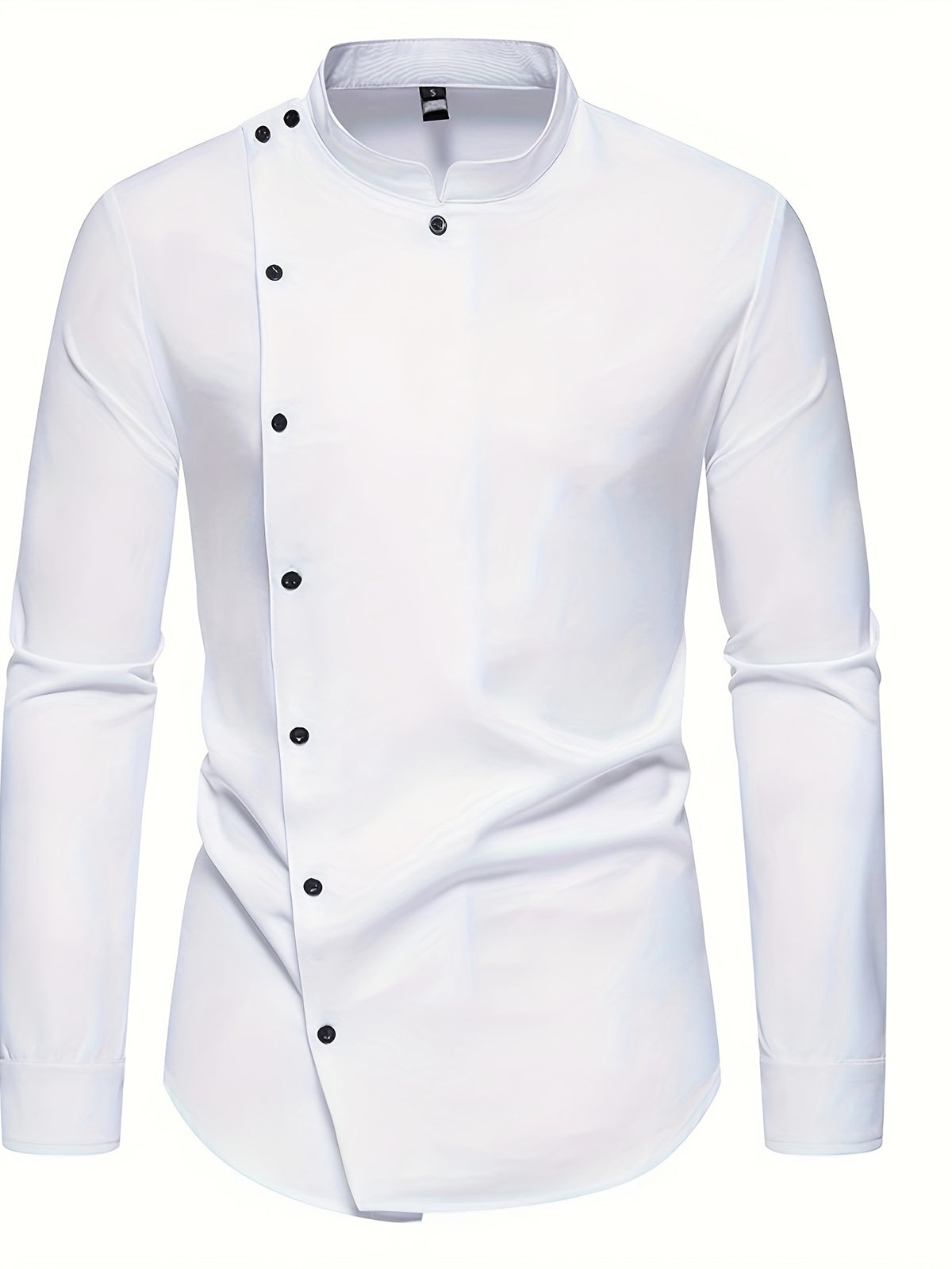 Camisa Masculina Casual Formal Botões Irregulares De Lado Manga Comprida