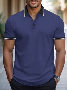 Camisa masculina Polo Manga Curta Detalhe Listrado