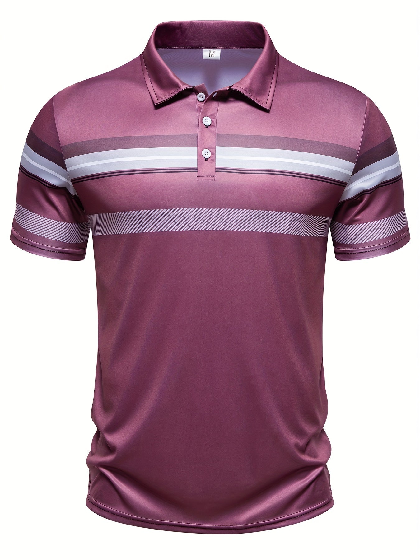 Camisa Masculina De Golfe Casual Manga Curta Detalhe Listrado