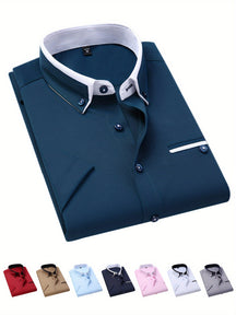 Camisa Masculina Social Casual Formal com Bolso No Peito