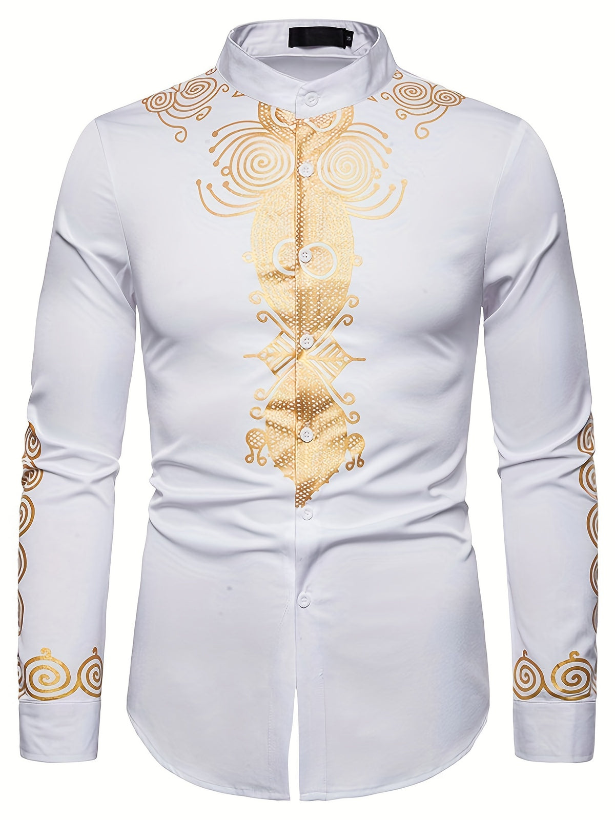 Camisa Masculina Casual E formal Com Detalhe Dourado Mangas Longas