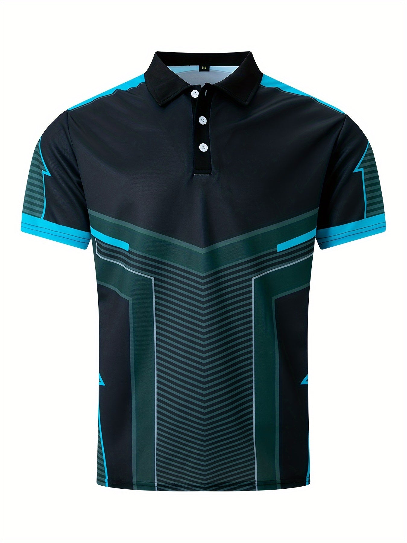 Camisa Masculina Gola Polo Com Blocos De Cores Geométricas  Esporte