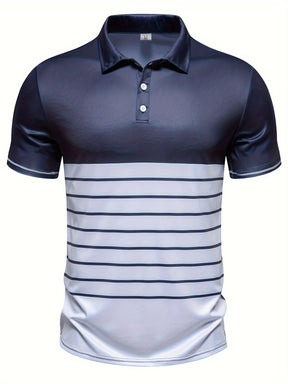 Camisa Masculina Casual Gola Polo Tecido Flexível  Com Listras