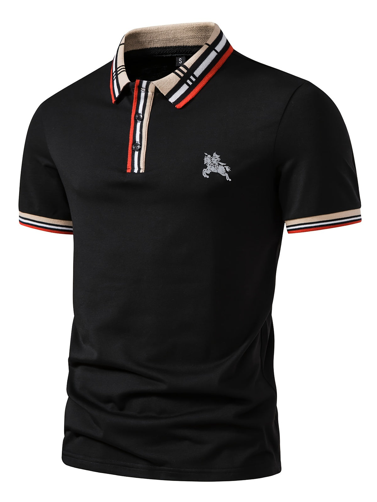 Camisa Masculina Gola Polo Manga Curta Com Listras  Na Barra e gola