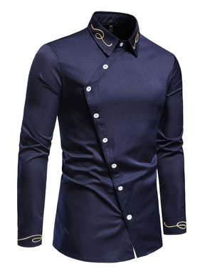 Camisa Masculina Elegante Manga Longa Designer De Botão Estiloso