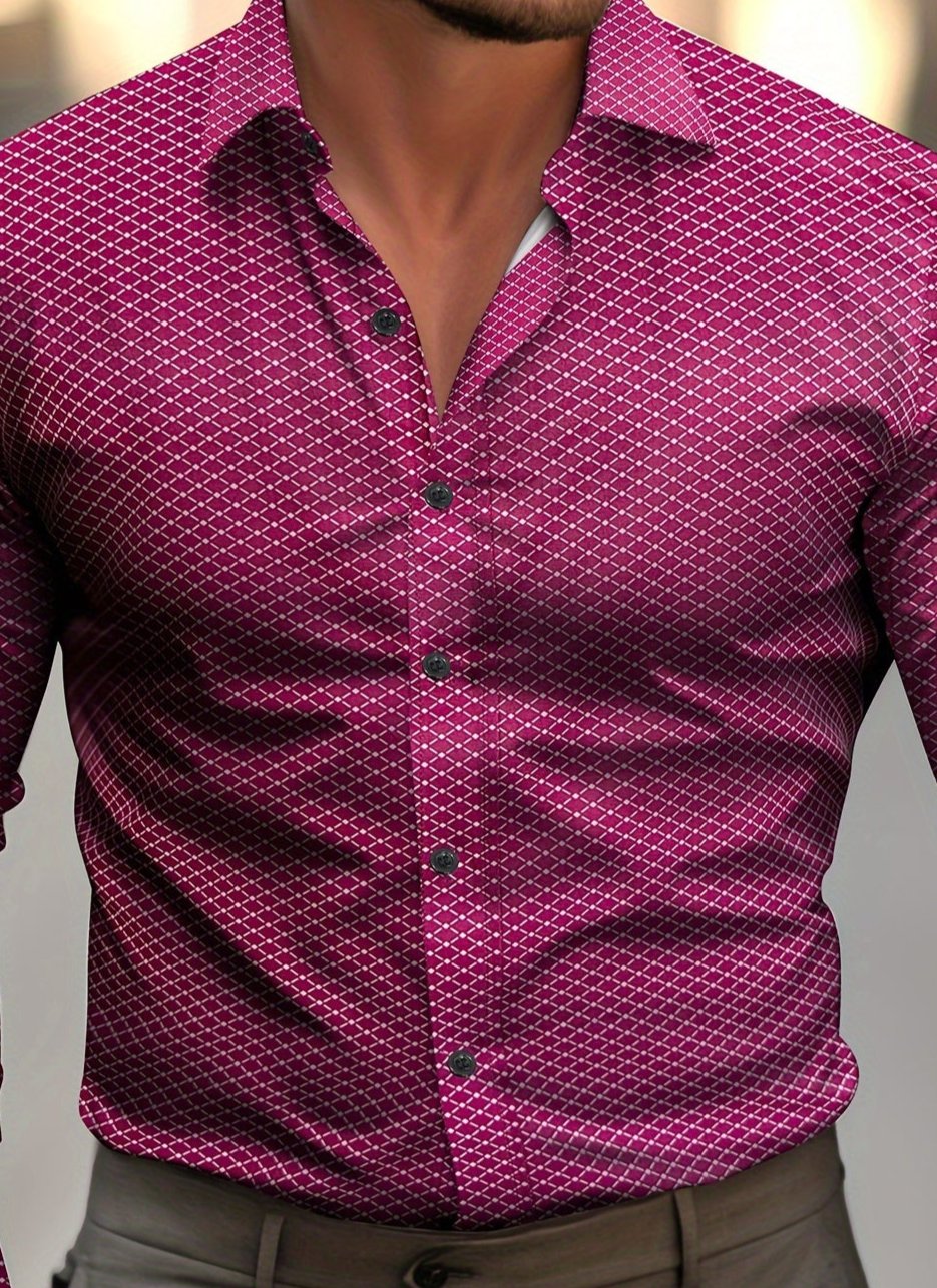 Camisa Masculina Formal Manga Comprida Estampas Xadrez