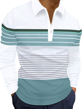 Camisa Masculina Polo Manga Comprida Tecido Leve Listrada