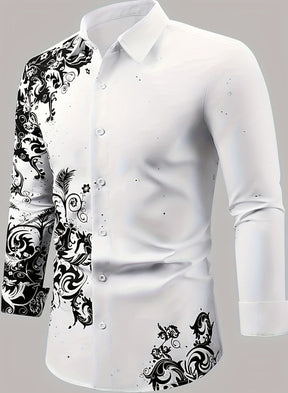 Camisa Floral Masculina Manga Comprida Estampada