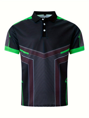 Camisa Masculina Gola Polo Com Blocos De Cores Geométricas  Esporte