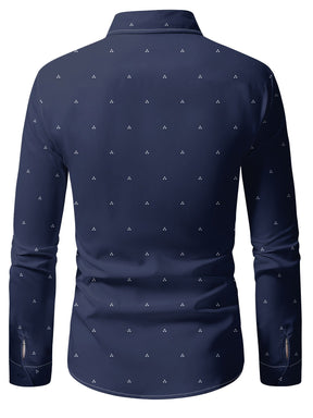 Camisa Masculina Casual forma Social Manga Comprida  Com Estampas Simples