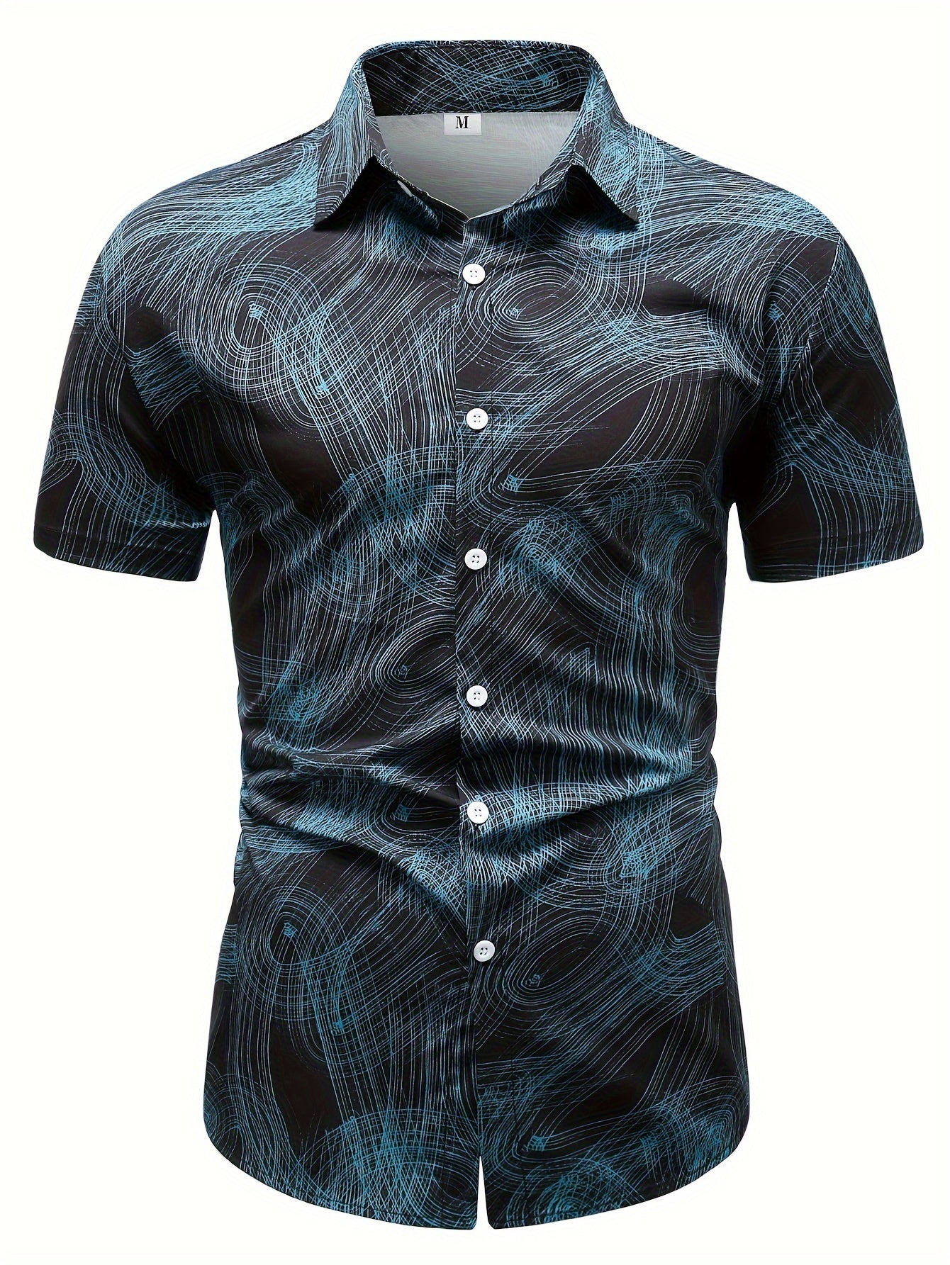 Camisa Masculina Casual/ Social Estampas Geométrica  Manga Curta