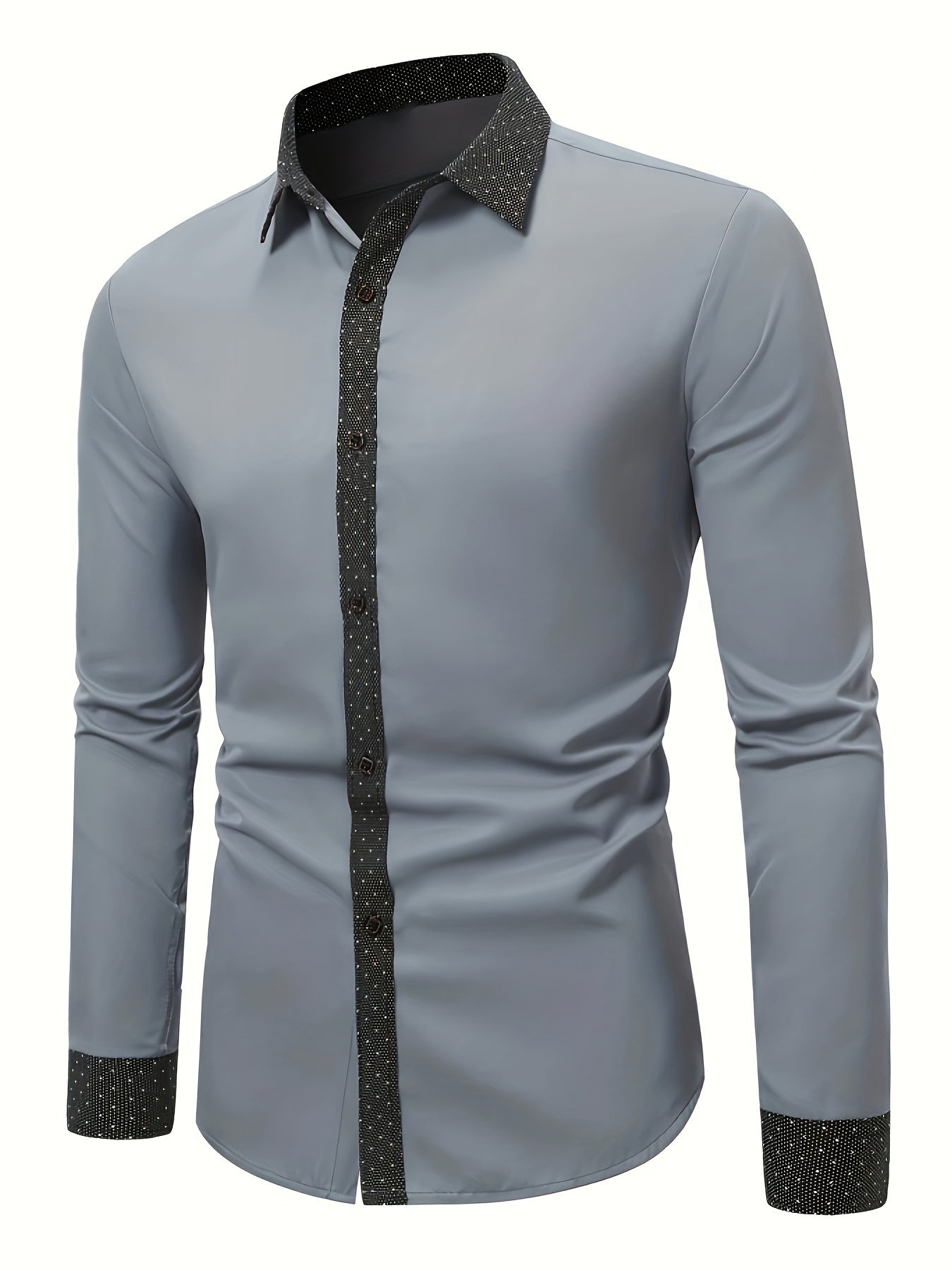 Camisa Masculina Casual Manga Longa Com Detalhe No meio