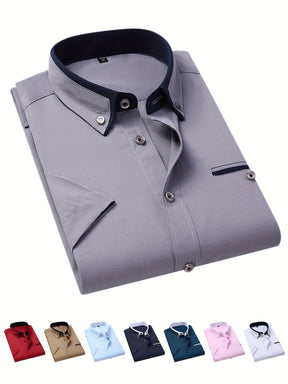 Camisa Masculina Social Casual Formal com Bolso No Peito