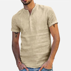 Camisa Masculina Casual Dia À Dia De Linho Tecido Confortável