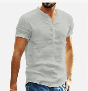 Camisa Masculina Casual Dia À Dia De Linho Tecido Confortável