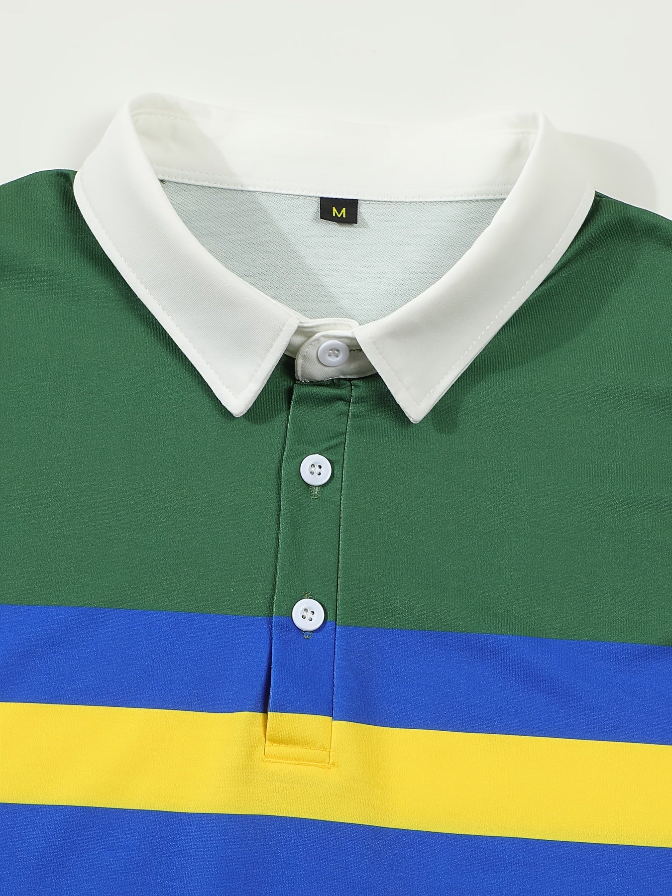 Camisa Masculina Casual Polo Blocos De Cores Retrô