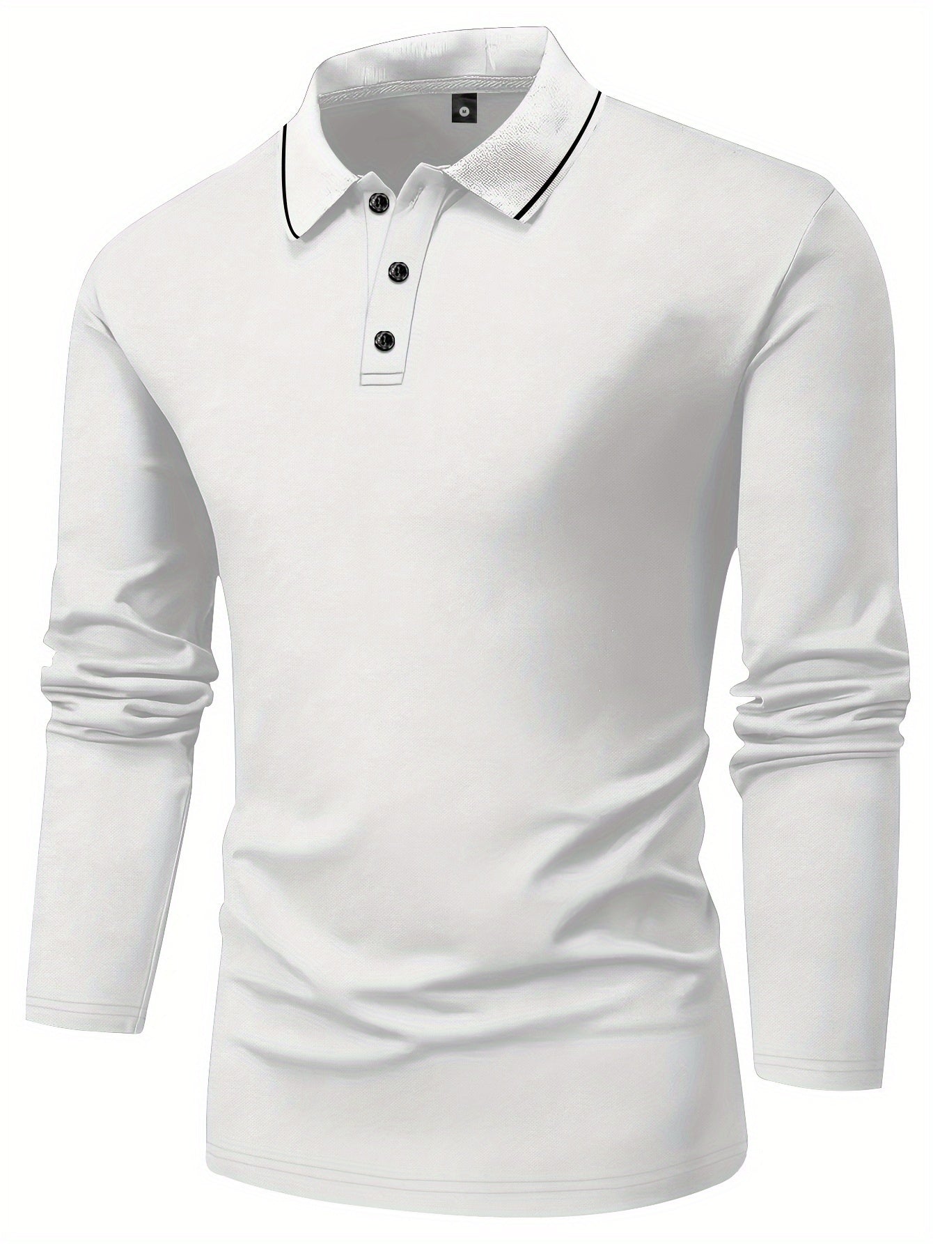 Camisa Masculina Polo Casual Simples Com Mangas Longas  Ideal Para Inverno