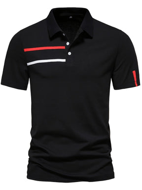 Camisa Masculina Polo Com Detalhes Em Listra Manga Curta