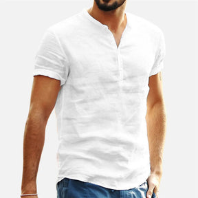 Camisa Masculina Casual Dia À Dia De Linho Tecido Confortável