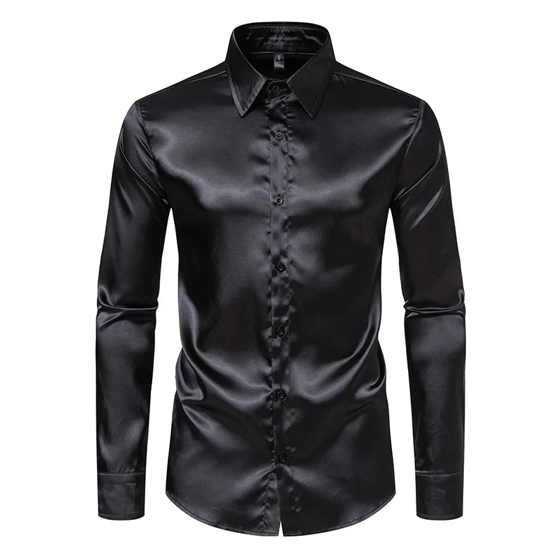 Camisa Masculina formal De Cetim Manga Comprida