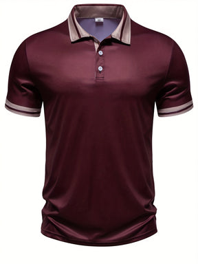 Camisa Masculina Polo Casual Manga Curta  Com Cores Vivas Fechada