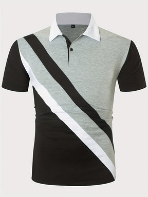 Camisa Masculina Casual Gola Polo Listras Transversal