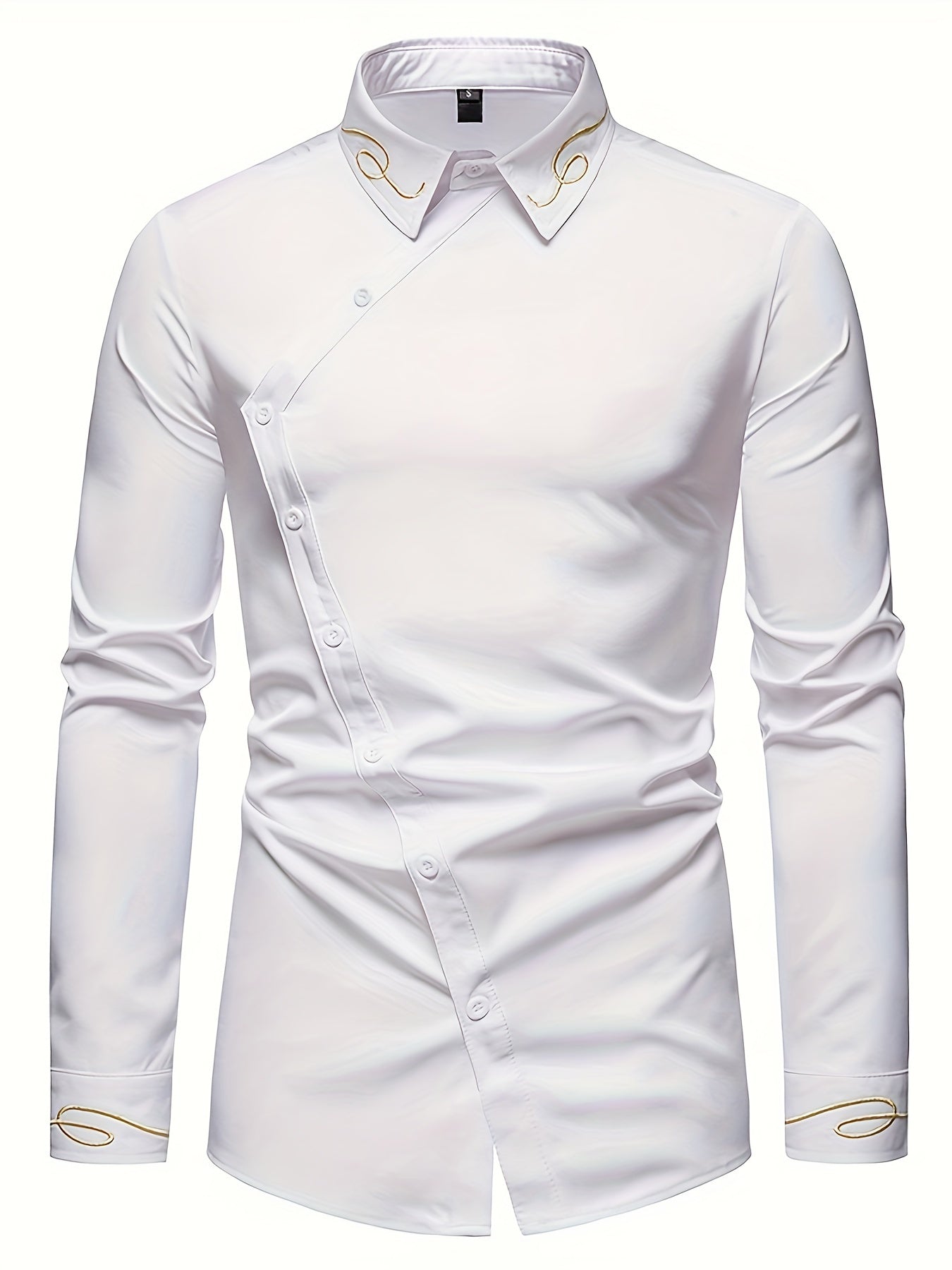 Camisa Masculina Elegante Manga Longa Designer De Botão Estiloso