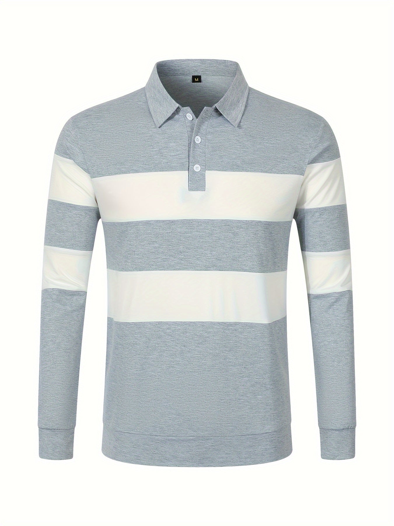 Camisa Masculina Casual Polo Listrada Manga Comprida Ideal Para Inverno