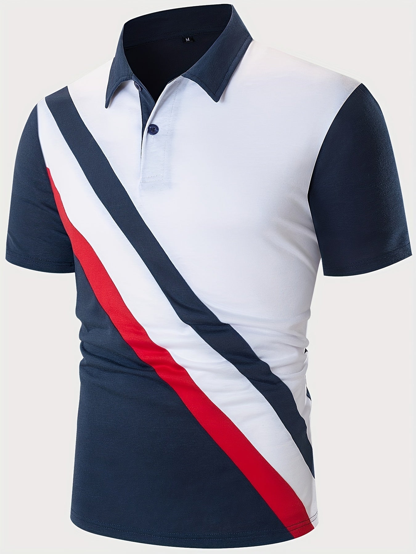 Camisa Masculina Casual Gola Polo Listras Transversal